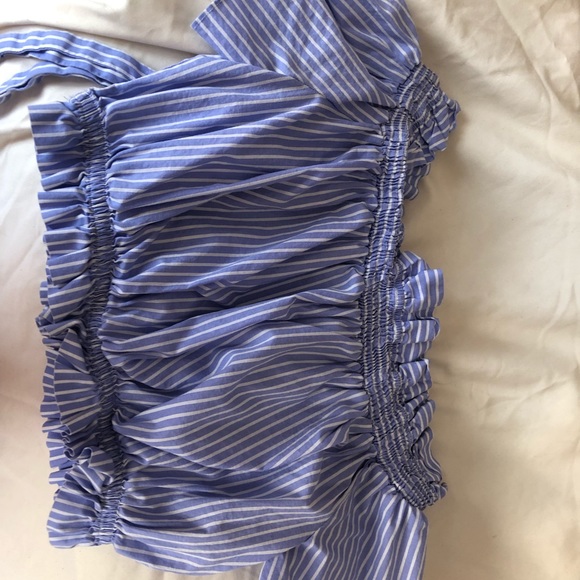 Zara Striped Bow Tie Crop Top - Picture 1 of 4